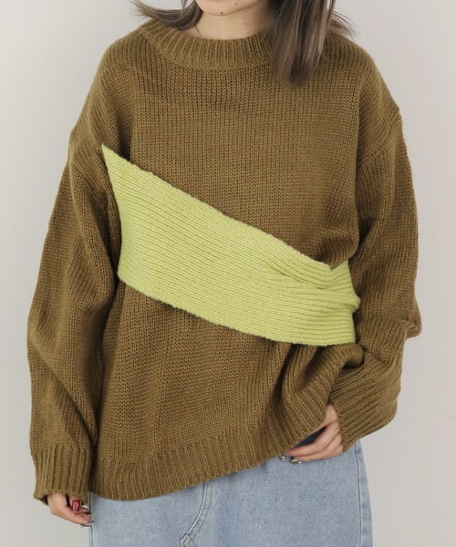 ROOPTOKYO(ループトウキョウ)の「▲DOCKING KNIT/ドッキングニット(ニット/セーター・レディース・イエロー・FREE)」の1枚目の写真