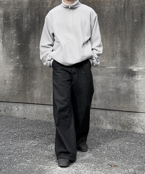 CALLNE（カルネ）の「【CALLNE】 Halfzip Standneck Fleece Pullover / ハーフジップスタンドネックフリースプルオーバー（スウェット・メンズ・ブラック/グレー・M/L）」の22枚目の写真