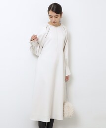 OPAQUE.CLIP | 配色ステッチ フィット＆フレアワンピース【洗濯機洗い可】(ワンピース)