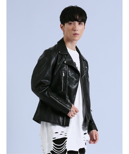 semantic design（セマンティックデザイン）の「セマンティックデザイン ダブルライダース（ライダースジャケット・メンズ・ブラック/ブルー・LARGE/MEDIUM）」の5枚目の写真