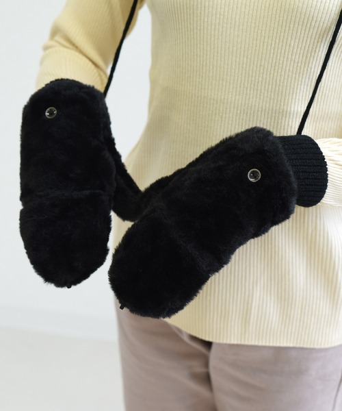 DAY CLOSET（デイ クローゼット）の「【スマホ対応/2WAY/指なしorミトン】もこもこファー指カバー付き手袋 レディース（手袋・レディース・アイボリー/ピンク/ベージュ/ブラック/グレイッシュベージュ/ブルーグレー/ネイビー/ライトグレー・ONE SIZE）」の15枚目の写真