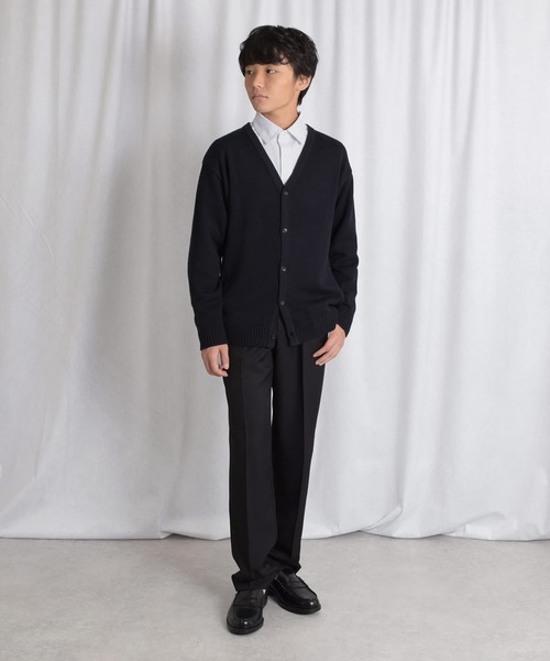 GLAZOS（グラソス）の「【大人向けサイズあり】【マシンウォッシャブル】ニットカーディガン（カーディガン/ボレロ・キッズ・グレー/ネイビー・150cm/160cm/140cm/170cm）」の3枚目の写真