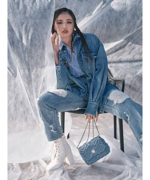 EVRIS（エヴリス）の「フリンジデニムショルダーBAG（ショルダーバッグ