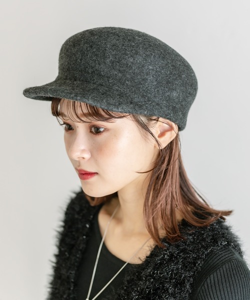 mystic（ミスティック）の「【2色展開】ウールキャスケット（キャスケット・レディース・ベージュ/チャコールグレー・FREE）」の3枚目の写真