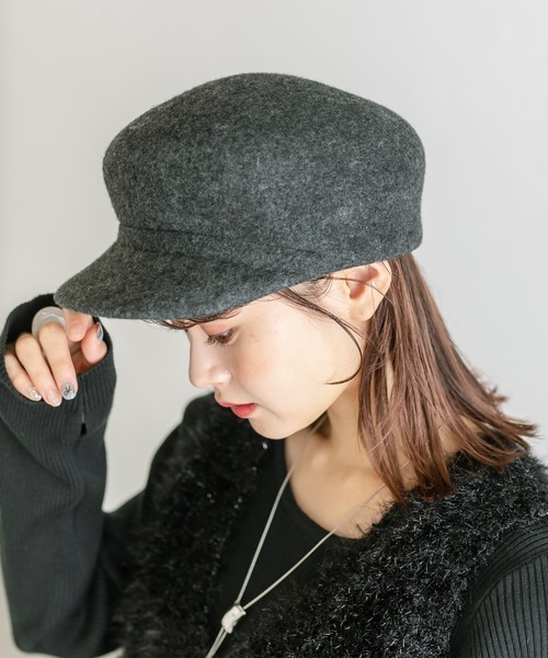 mystic（ミスティック）の「【2色展開】ウールキャスケット（キャスケット・レディース・ベージュ/チャコールグレー・FREE）」の4枚目の写真