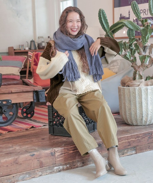 niko and...（ニコアンド）の「Ｗタックストライプパンツ（その他パンツ・レディース・ネイビー/ベージュ/グレー・MEDIUM/LARGE）」の7枚目の写真