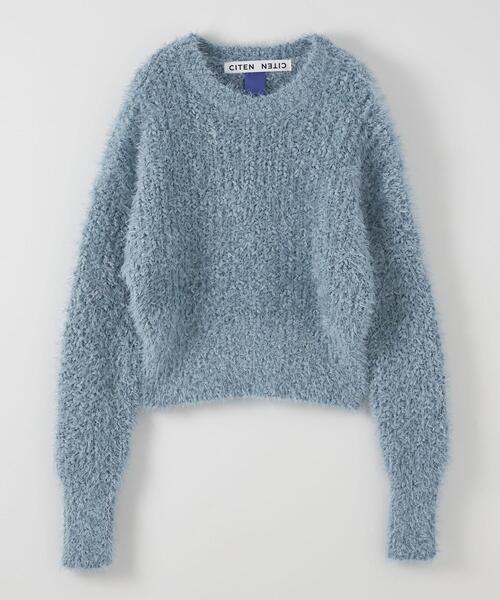 CITEN（シテン）の「＜CITEN＞モール シャギー ニット（ニット/セーター・レディース・オフホワイト/ライトブルー/ブラック・FREE）」の3枚目の写真