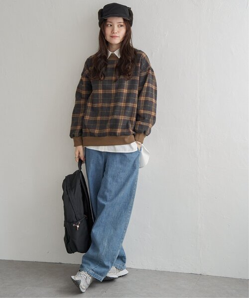 LBC(エルビーシー)の「チェック切り替えリブプルオーバー(スウェット・レディース・グリーン/ネイビー/ベージュ・M)」の7枚目の写真