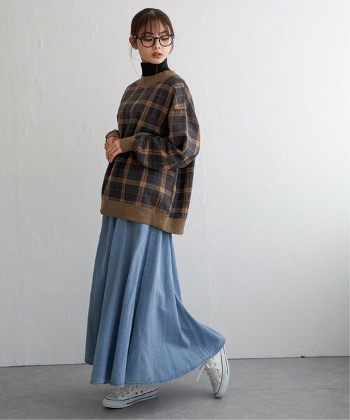 LBC(エルビーシー)の「チェック切り替えリブプルオーバー(スウェット・レディース・グリーン/ネイビー/ベージュ・M)」の11枚目の写真