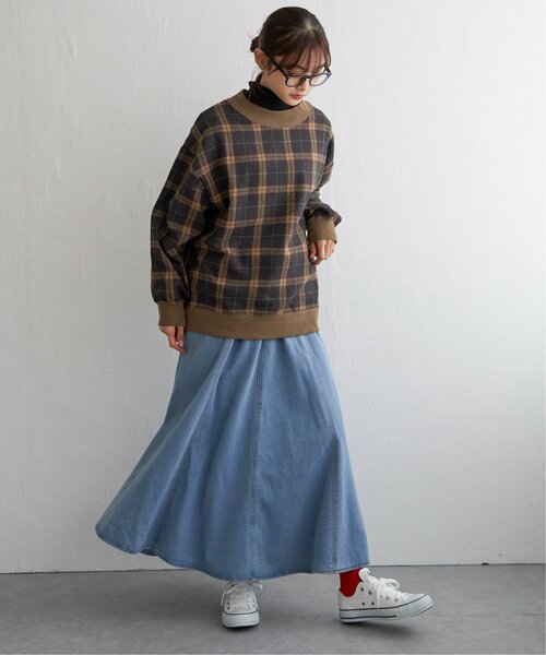 LBC(エルビーシー)の「チェック切り替えリブプルオーバー(スウェット・レディース・グリーン/ネイビー/ベージュ・M)」の12枚目の写真