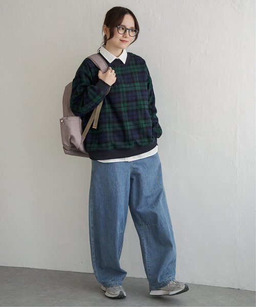 LBC(エルビーシー)の「チェック切り替えリブプルオーバー(スウェット・レディース・グリーン/ネイビー/ベージュ・M)」の13枚目の写真