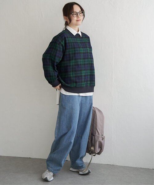 LBC(エルビーシー)の「チェック切り替えリブプルオーバー(スウェット・レディース・グリーン/ネイビー/ベージュ・M)」の14枚目の写真