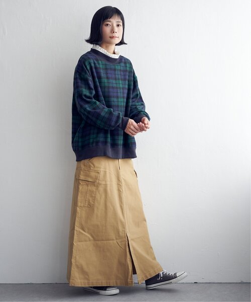 LBC(エルビーシー)の「チェック切り替えリブプルオーバー(スウェット・レディース・グリーン/ネイビー/ベージュ・M)」の16枚目の写真