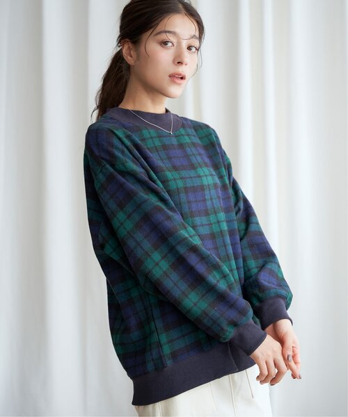 LBC(エルビーシー)の「チェック切り替えリブプルオーバー(スウェット・レディース・グリーン/ネイビー/ベージュ・M)」の18枚目の写真