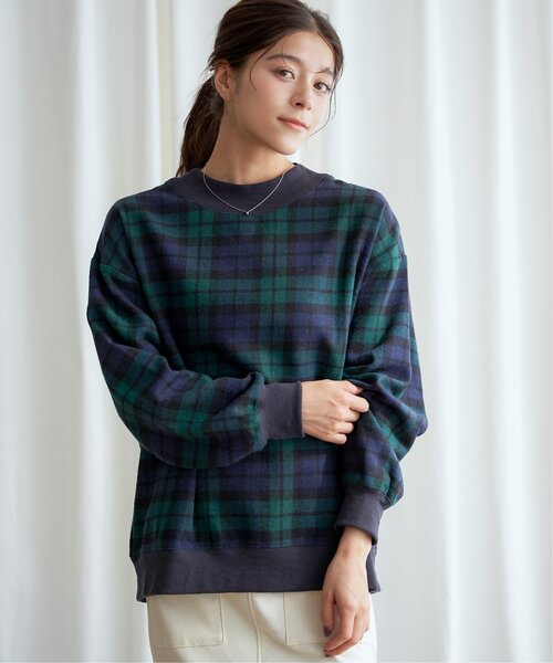 LBC(エルビーシー)の「チェック切り替えリブプルオーバー(スウェット・レディース・グリーン/ネイビー/ベージュ・M)」の19枚目の写真