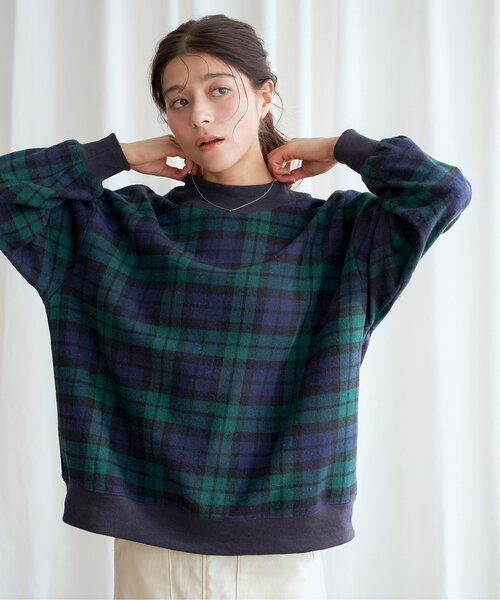 LBC(エルビーシー)の「チェック切り替えリブプルオーバー(スウェット・レディース・グリーン/ネイビー/ベージュ・M)」の20枚目の写真