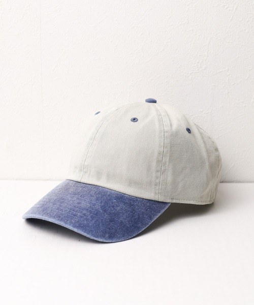 newhattan（ニューハッタン）の「《newhattan》Baseball Low Cap pigment dyed two tone（キャップ・レディース・ブラック系1/グレー系1/グレー系2/グレー系3/ベージュ系1/ベージュ系2/カーキ系1/カーキ系2/カーキ系3/グリーン系1/ブルー系1/ブルー系2/ブルー系3・ONE SIZE）」の6枚目の写真