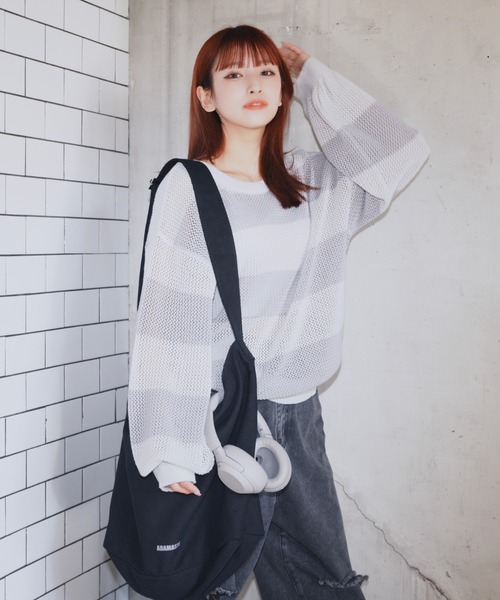 ADAMASTE（アダマスト）の「ビッグキャンバスショルダーバッグ/ニュースペーパーバッグ（ショルダーバッグ・メンズ・ブラック/アイボリー・FREE）」の13枚目の写真