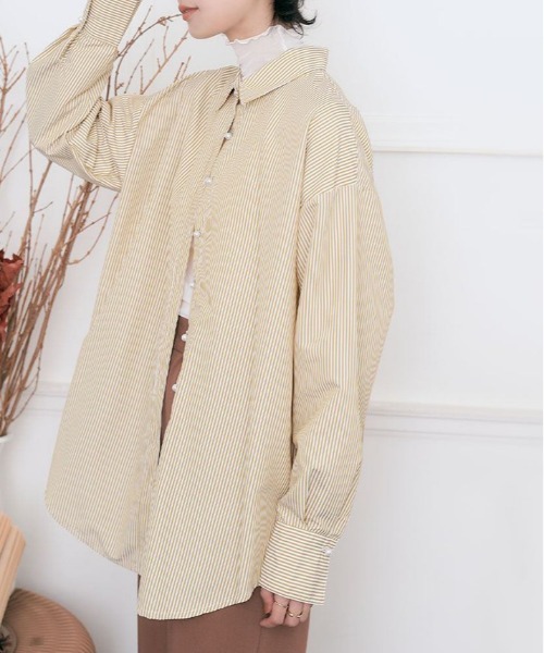 ヤマダヤ系列　FENNEL ストライプ パールボタン長袖シャツ 38 ヤマダヤ系列 FENNEL ストライプ パールボタン長袖シャツ 38