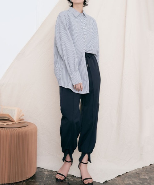 kirakiraShop（キラキラショップ）の「パール ボタン ストライプ シャツ（シャツ/ブラウス・レディース・ネイビー/ベージュ/レッド/グリーン・FREE）」の14枚目の写真