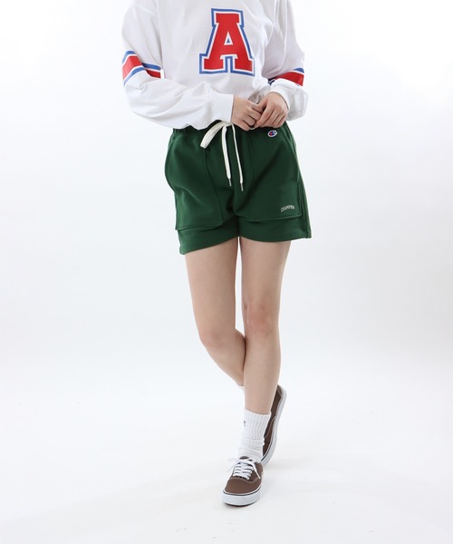 Champion(チャンピオン)の「【Champion/チャンピオン】レディース スウェットショーツ(スウェットパンツ・レディース・ダークグリーン/ヘザーグレー/ベージュ/チャコール・LARGE/MEDIUM)」の4枚目の写真