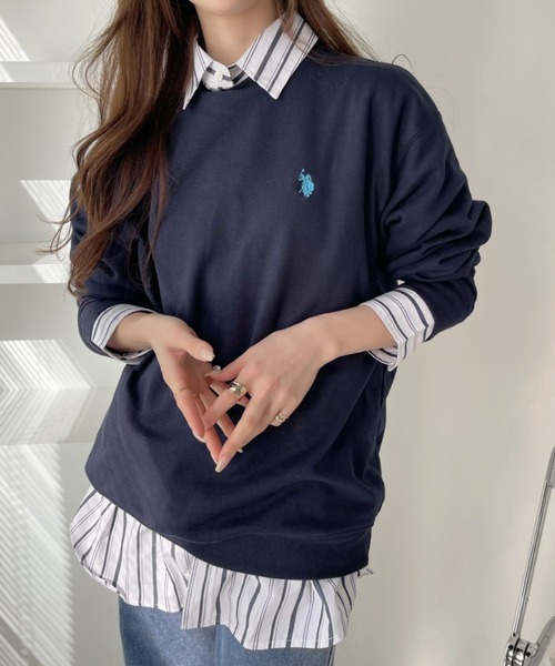 U.S. POLO ASSN.(ユーエスポロアッスン)の「U.S. POLO ASSN./ユーエスポロアッスン クルーネックオーバーサイズ裏毛スウェット・トレーナー(スウェット・レディース・スカイブルー/ブラック/グレー/ネイビー/オフホワイト・L/M)」の15枚目の写真