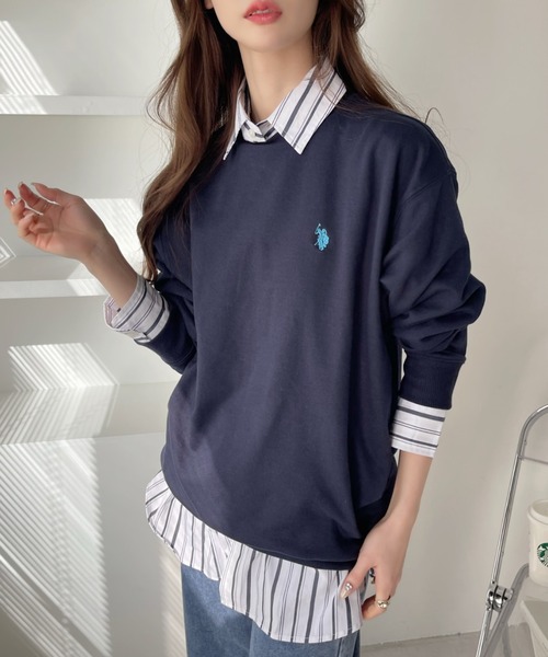 U.S. POLO ASSN.(ユーエスポロアッスン)の「U.S. POLO ASSN./ユーエスポロアッスン クルーネックオーバーサイズ裏毛スウェット・トレーナー(スウェット・レディース・スカイブルー/ブラック/グレー/ネイビー/オフホワイト・L/M)」の16枚目の写真
