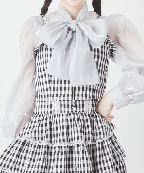 Ank Rouge（アンクルージュ）の「ギンガムビスチェ（シャツ/ブラウス・レディース・ピンク/ブルー/ブラック・M）」の2枚目の写真