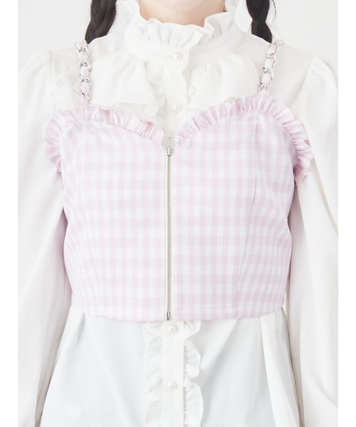 Ank Rouge（アンクルージュ）の「ギンガムビスチェ（シャツ/ブラウス・レディース・ピンク/ブルー/ブラック・M）」の9枚目の写真