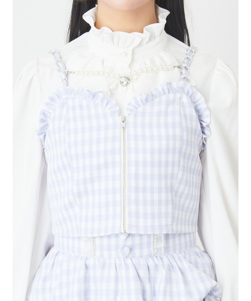 Ank Rouge（アンクルージュ）の「ギンガムビスチェ（シャツ/ブラウス・レディース・ピンク/ブルー/ブラック・M）」の10枚目の写真