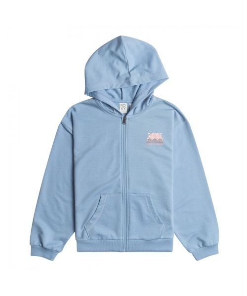ROXY（ロキシー）の「DOWN THE WAY A/ロキシーキッズバックプリントロゴ薄手ジップアップフーディ（パーカー・キッズ・ブルー・130/140/150）」の2枚目の写真