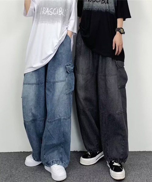 mnml 裾コード　デニム　ジーンズ　インディゴ　カーゴ　ストレッチ　インポート 19ml-aw565p_2.jpg