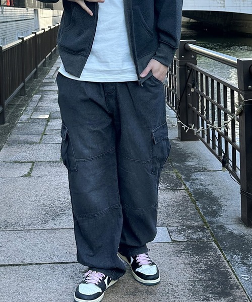 ドローコード付 裾絞り ワイドスウェットパンツ ストリート me+em select スウェットパンツ ジャージ 「 裾絞り可能な