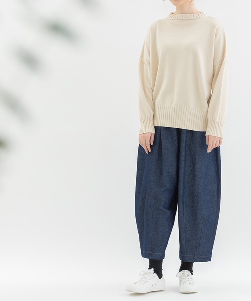 nop de nod(ノップドゥノッド)の「オーガニックコットンガンジーセーター風ニット(ニット/セーター・レディース・ブラック/レッド/キナリ/ネイビー・3)」の15枚目の写真