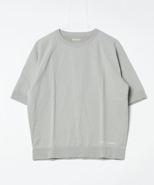 quadro(クオドロ)の「ステッチ裏毛5分袖クルーネックプルオーバー(Tシャツ/カットソー・メンズ・ダークネイビー/グリーン/グレー/オフホワイト・LARGE/MEDIUM)」の2枚目の写真