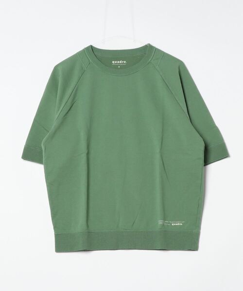 quadro(クオドロ)の「ステッチ裏毛5分袖クルーネックプルオーバー(Tシャツ/カットソー・メンズ・ダークネイビー/グリーン/グレー/オフホワイト・LARGE/MEDIUM)」の3枚目の写真