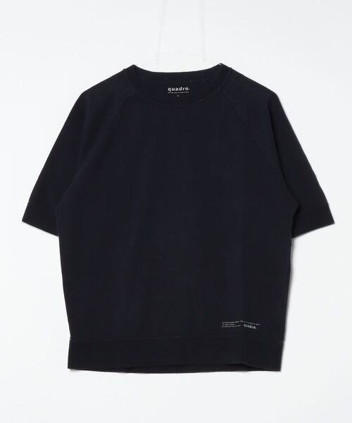 quadro(クオドロ)の「ステッチ裏毛5分袖クルーネックプルオーバー(Tシャツ/カットソー・メンズ・ダークネイビー/グリーン/グレー/オフホワイト・LARGE/MEDIUM)」の4枚目の写真
