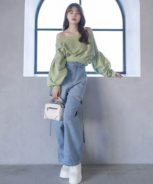 clear（クリア）の「マルチwayエンボスロゴ袖ボリュームスウェット≪2024SS新作≫（スウェット・レディース・杢グレー/ブラック/ライトカーキ・F）」の12枚目の写真