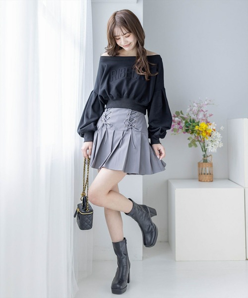 clear（クリア）の「マルチwayエンボスロゴ袖ボリュームスウェット≪2024SS新作≫（スウェット・レディース・杢グレー/ブラック/ライトカーキ・F）」の21枚目の写真