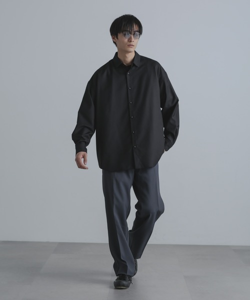 NANO universe（ナノユニバース）の「ストレッチツイルストレートスラックス(セットアップ可)（スラックス・メンズ・ブラック/ブルーグレー/チャコール・S/M/L）」の21枚目の写真