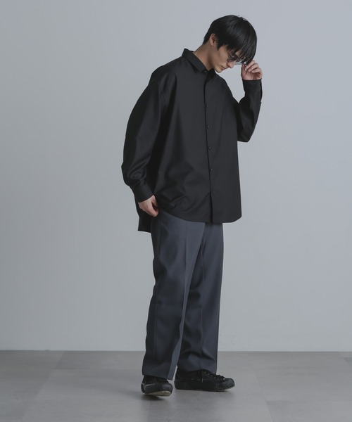 NANO universe（ナノユニバース）の「ストレッチツイルストレートスラックス(セットアップ可)（スラックス・メンズ・ブラック/ブルーグレー/チャコール・S/M/L）」の22枚目の写真