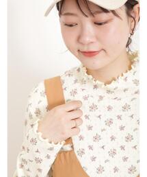 Samansa Mos2 | パターンメッシュ花柄ハイネックカットソー(Tシャツ/カットソー)