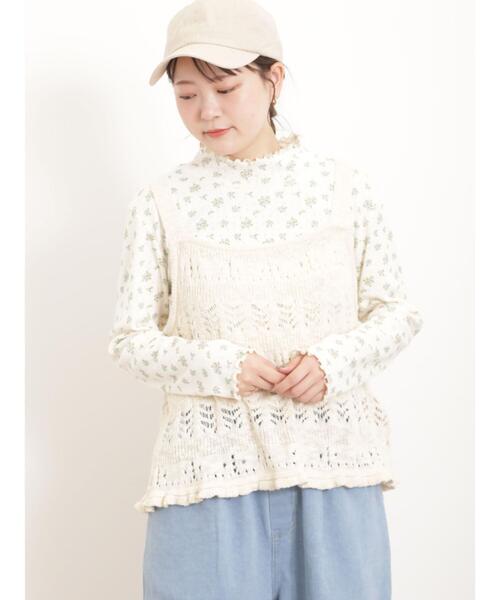 まー271新品BRILLANTE 花柄メッシュカットソー Samansa Mos2（サマンサ モスモス）の「パターンメッシュ花柄