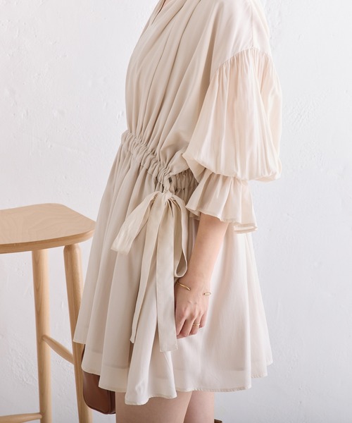 one after another NICE CLAUP（ワンアフターアナザーナイスクラップ）の「サイドリボン/ウェストドロストチュニック【WEB限定商品】（チュニック・レディース・チャコールグレー/アイボリー/ピンク・FREE）」の13枚目の写真