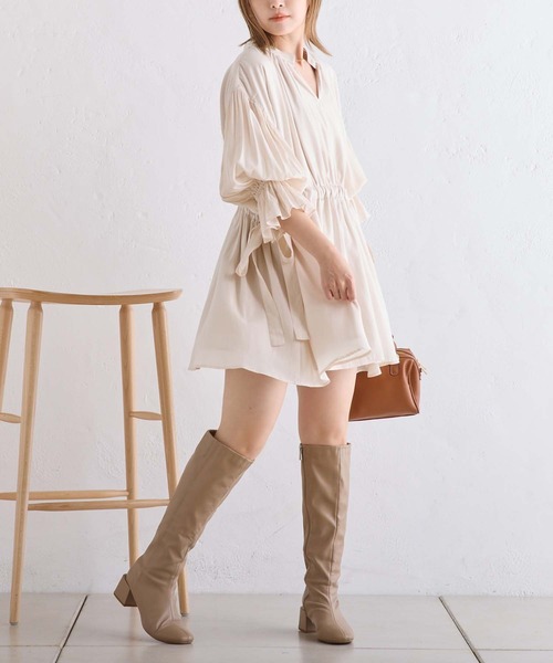 one after another NICE CLAUP（ワンアフターアナザーナイスクラップ）の「サイドリボン/ウェストドロストチュニック【WEB限定商品】（チュニック・レディース・チャコールグレー/アイボリー/ピンク・FREE）」の16枚目の写真