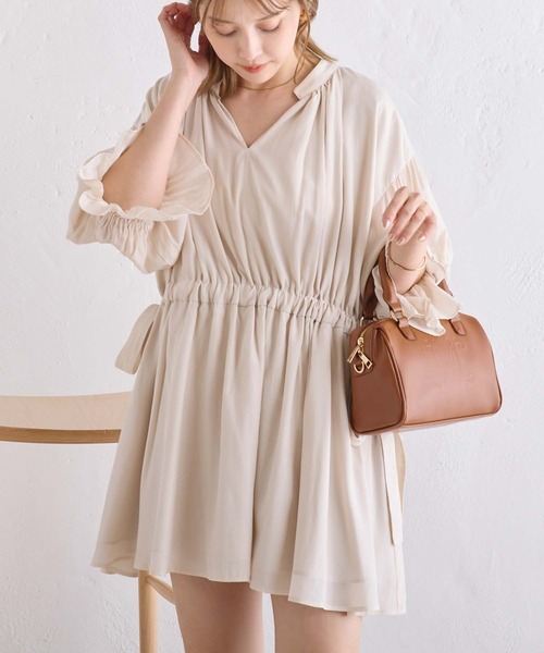 one after another NICE CLAUP（ワンアフターアナザーナイスクラップ）の「サイドリボン/ウェストドロストチュニック【WEB限定商品】（チュニック・レディース・チャコールグレー/アイボリー/ピンク・FREE）」の17枚目の写真