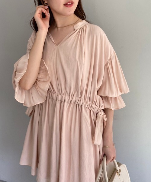 one after another NICE CLAUP（ワンアフターアナザーナイスクラップ）の「サイドリボン/ウェストドロストチュニック【WEB限定商品】（チュニック・レディース・チャコールグレー/アイボリー/ピンク・FREE）」の19枚目の写真