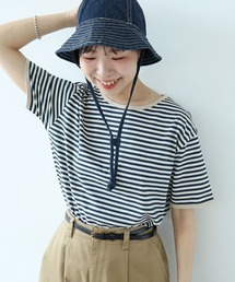 PAR ICI | ボーダー配色バインダー 半袖Tシャツ(Tシャツ/カットソー)