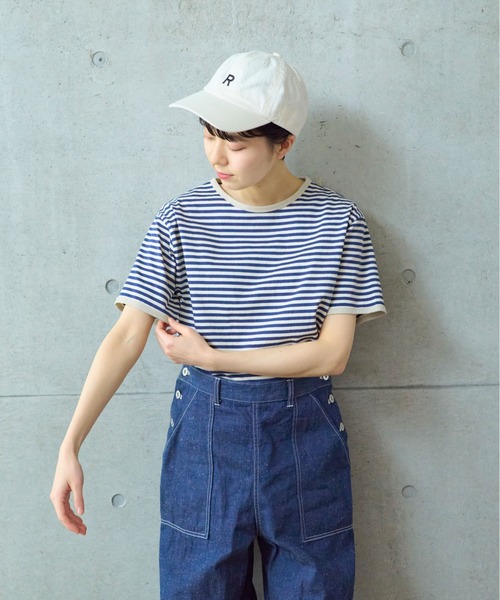 PAR ICI（パーリッシィ）の「ボーダー配色バインダー 半袖Tシャツ（Tシャツ/カットソー・レディース・グリーン/サックスブルー/ピンク系その他/ブラック/オレンジ/イエロー/ライトブルー/カーキ/マスタード/ダークブラウン/グリーン系その他/ピンク系その他2・FREE）」の7枚目の写真