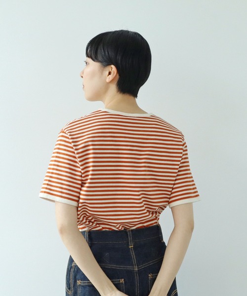tシャツ ボーダー配色バインダー 半袖Tシャツ レディース メンズ PAR ICI tシャツ ボーダー配色バインダー 半袖Tシャツ